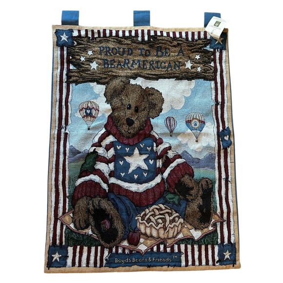 NWT BOYDS BEARS & FRIENDS Proud to be an American Tapestry Wall Hanging Classic - Picture 1 of 6